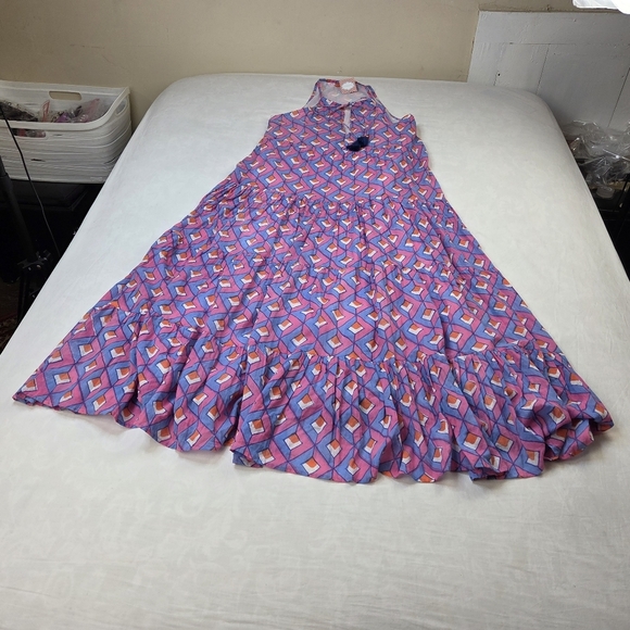 NWT Oliphant Long Tiered Tassel Geometric Multicolor Dress Size L - Picture 9 of 12